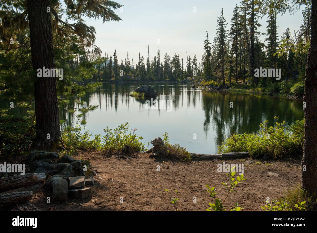 Notch Lake, nella riserva naturale Diamond Peak dell'Oregon. Foto Stock