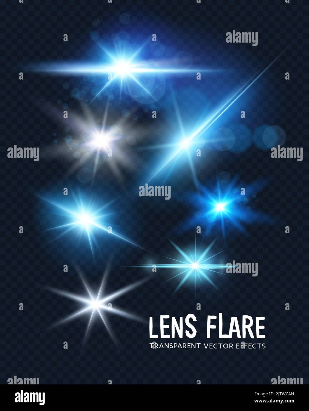 Set futuristico di effetti flare trasparenti per lenti di luce! Illustrazione vettoriale Illustrazione Vettoriale