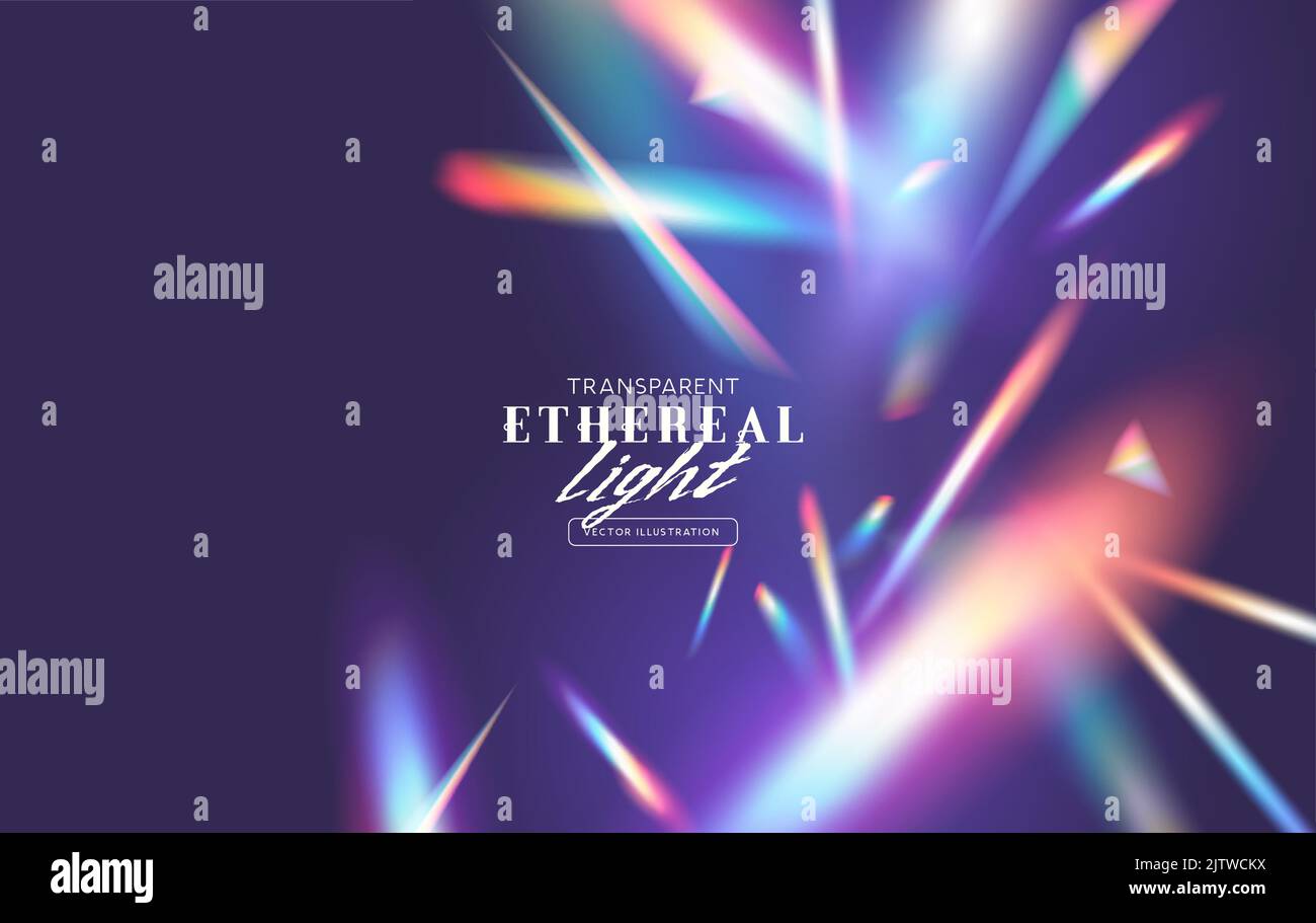 Motivo di rifrazione della luce trasparente arcobaleno etereo per aggiungere effetti a sfondi e oggetti. Illustrazione vettoriale. Illustrazione Vettoriale