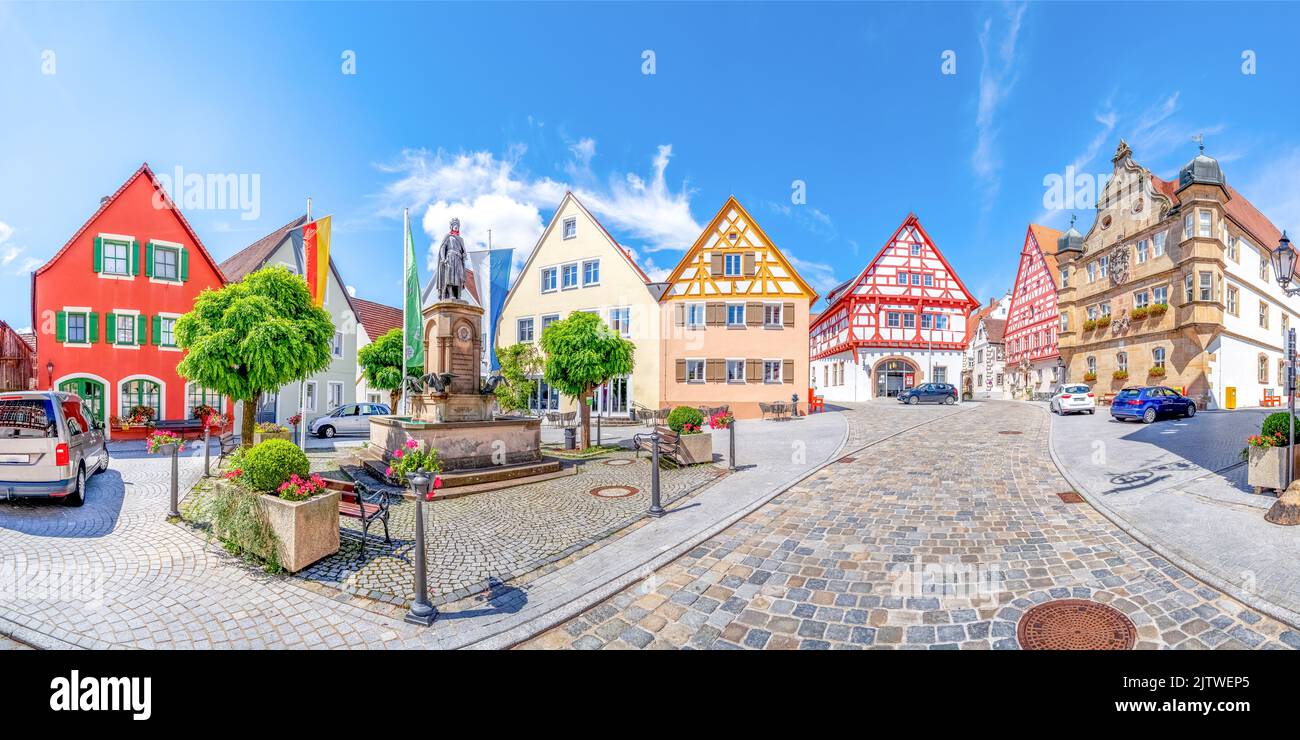 Mura storiche della città di Wolframs Eschenbach, Baviera, Germania Foto Stock