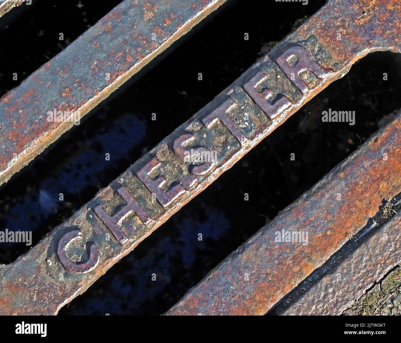 Griglia in ghisa, goffrata con Chester Foto Stock