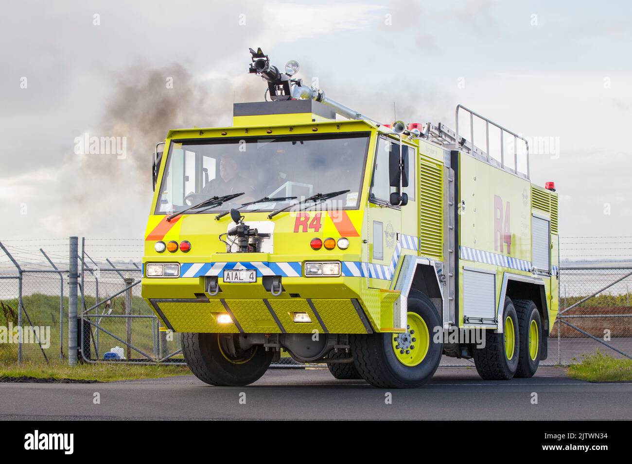 Camion dei vigili del fuoco all'aeroporto di Auckland, Nuova Zelanda Foto Stock