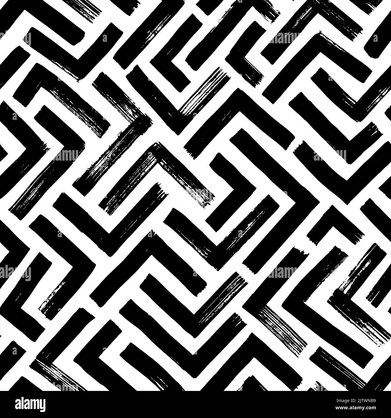 Labirinto nero motivo senza cuciture con linee triangolari. Illustrazione Vettoriale