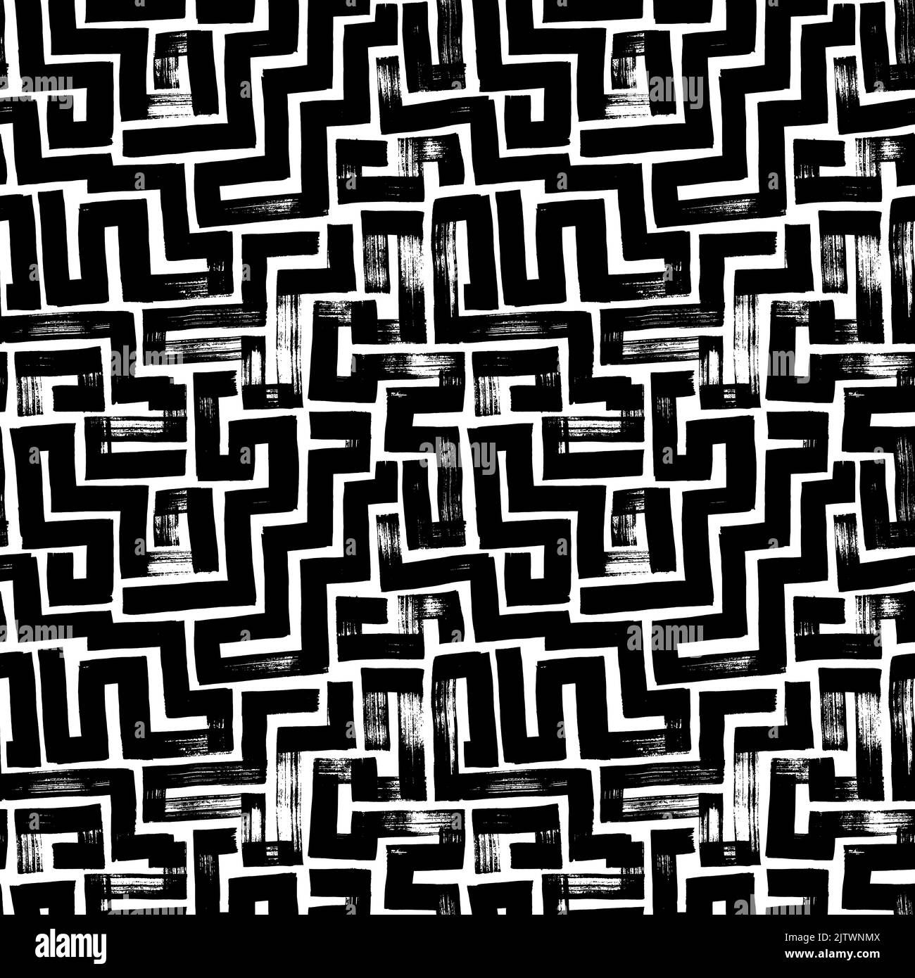 Motivo a labirinto vettoriale nero disegnato a mano senza cuciture Illustrazione Vettoriale