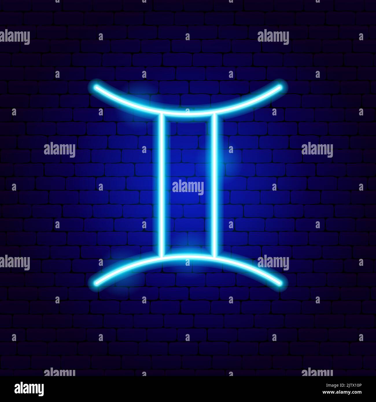 Gemini Zodiac Neon Sign Illustrazione Vettoriale