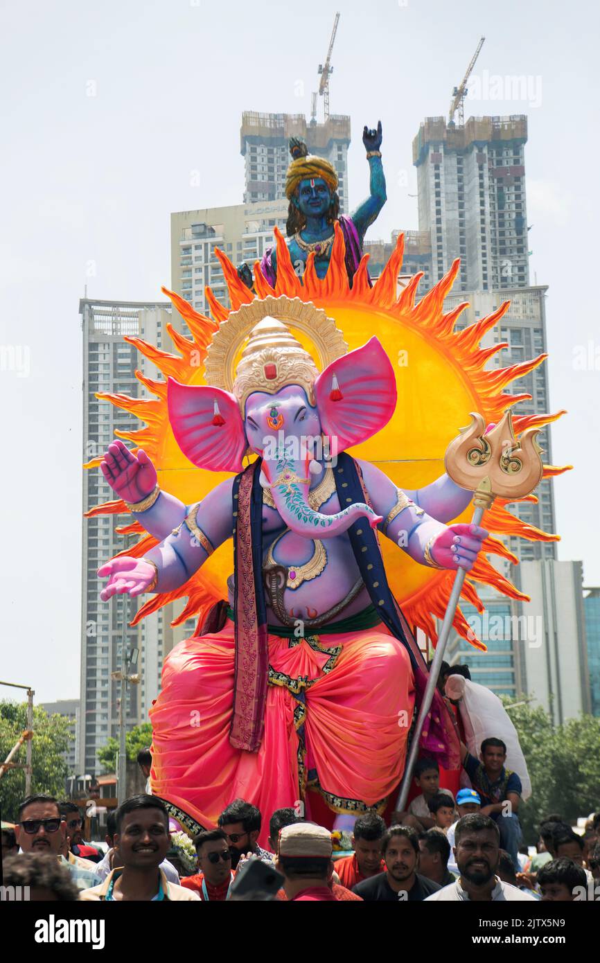 L'immagine del famoso Tejukaya Ganpati è stata presa a Mumbai, in India. Foto Stock