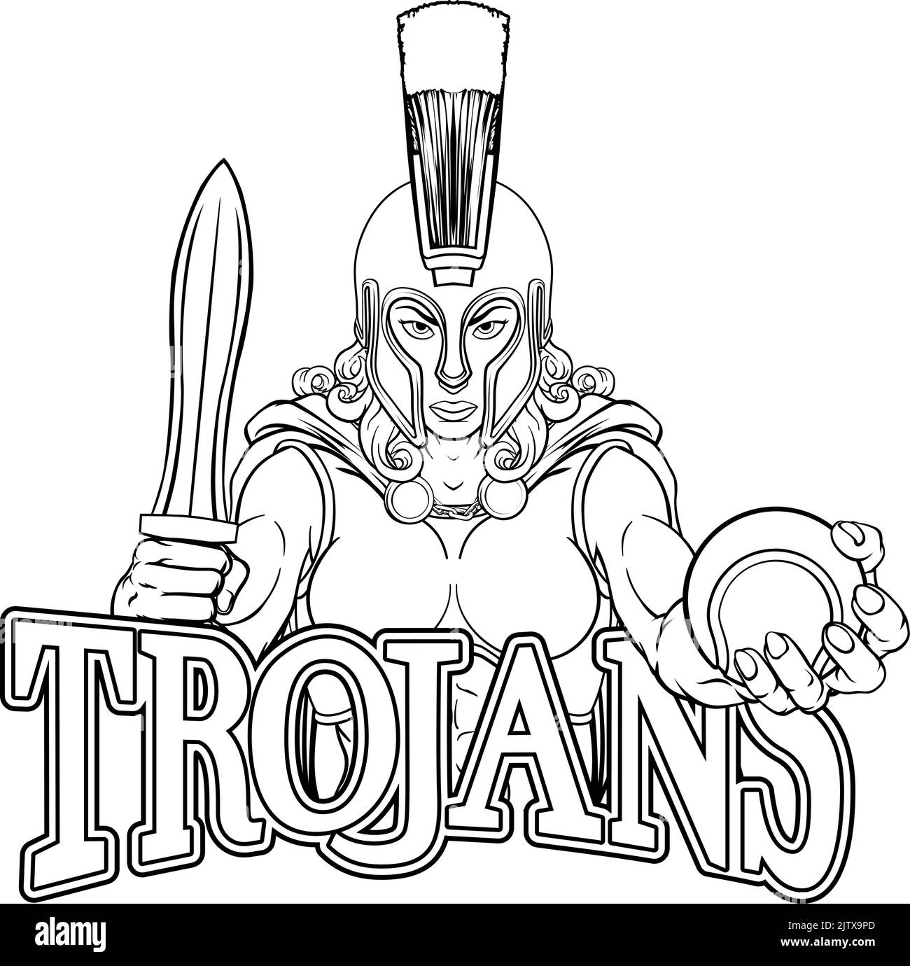 Spartan Trojan Gladiator Tennis donna guerriero Illustrazione Vettoriale