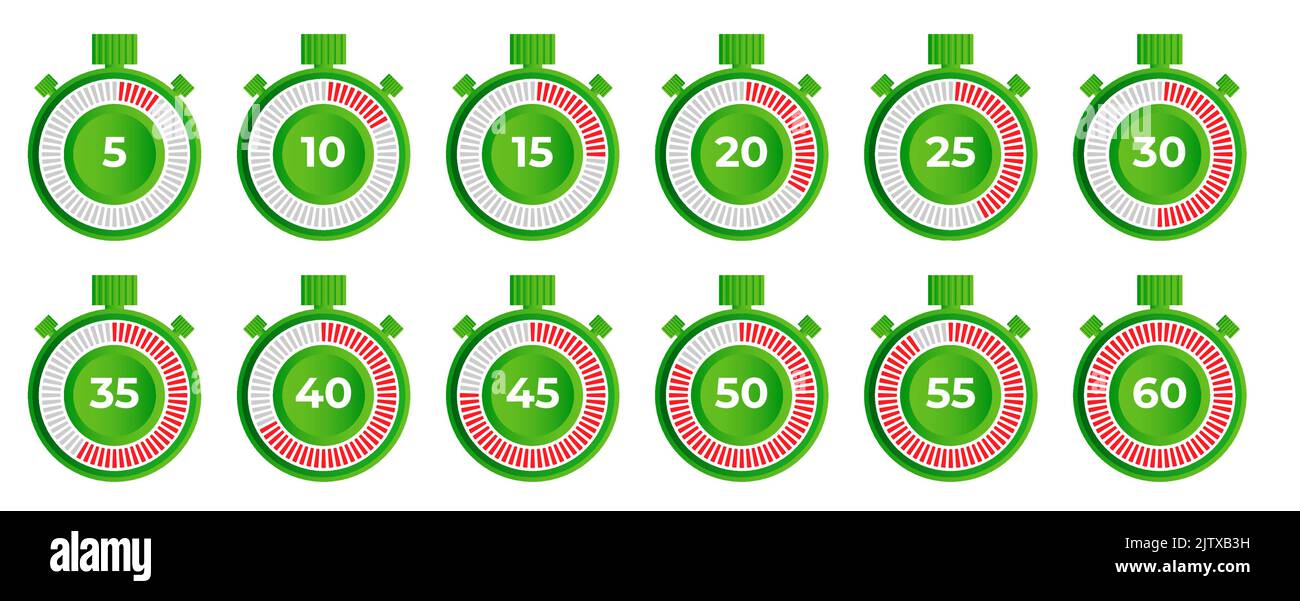 Il timer e l'icona del cronometro indicano il tempo Illustrazione Vettoriale