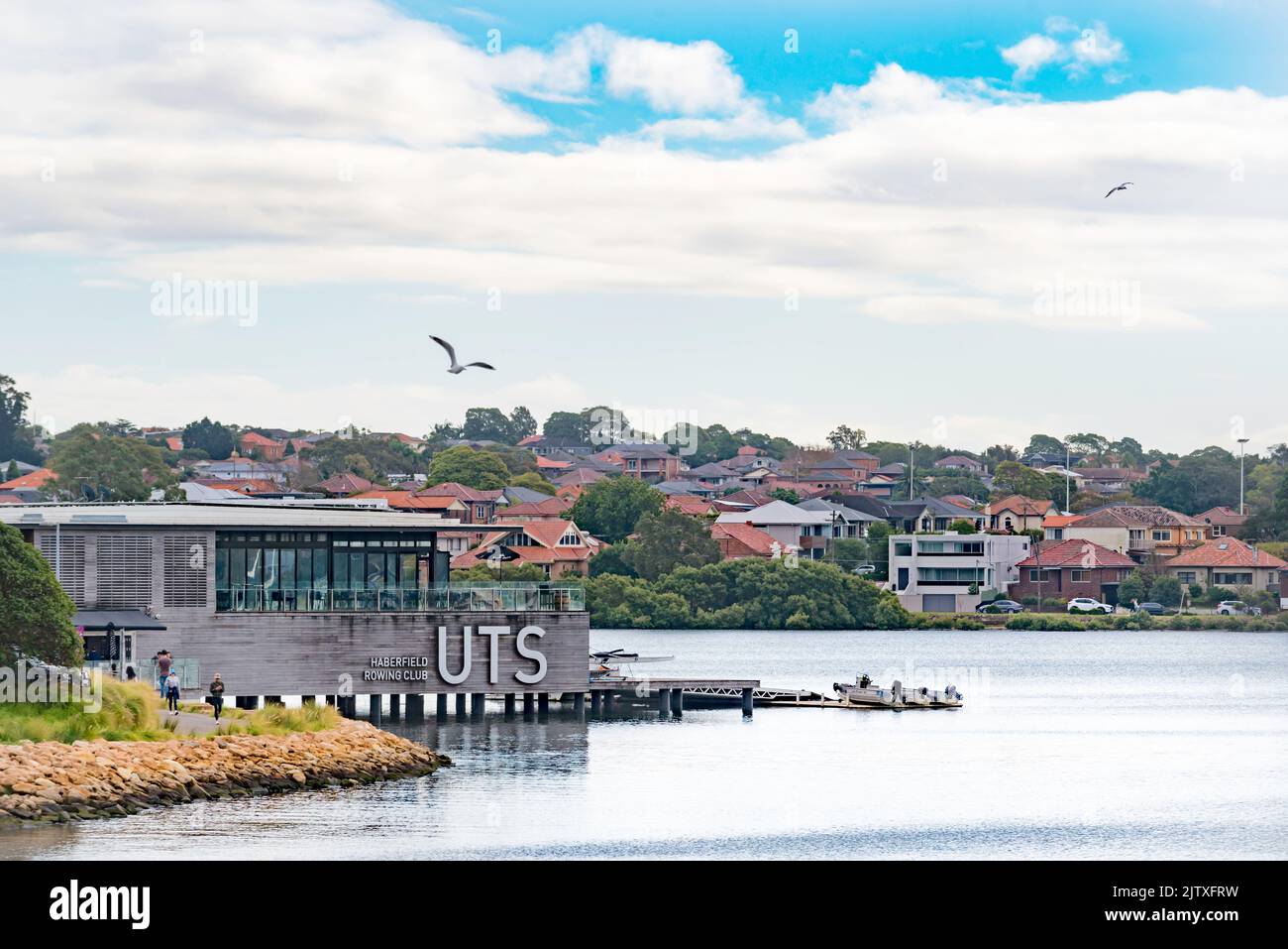 UTS Haberfield Rowing Club nel sobborgo di Sydney di Haberfield è gestito dal sindacato studentesco della University of Technology di Sydney, Australia Foto Stock