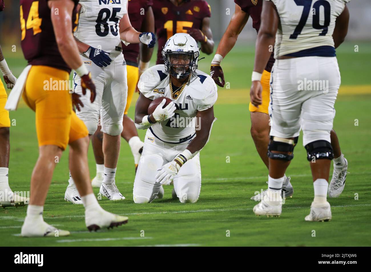 He Arizona state Sun Devils Kick-off la loro stagione 202 con una vittoria di 40-3 sul Nord Arizona Lumberjacks, mettendo tutto il dramma del fuori stagione noi Foto Stock