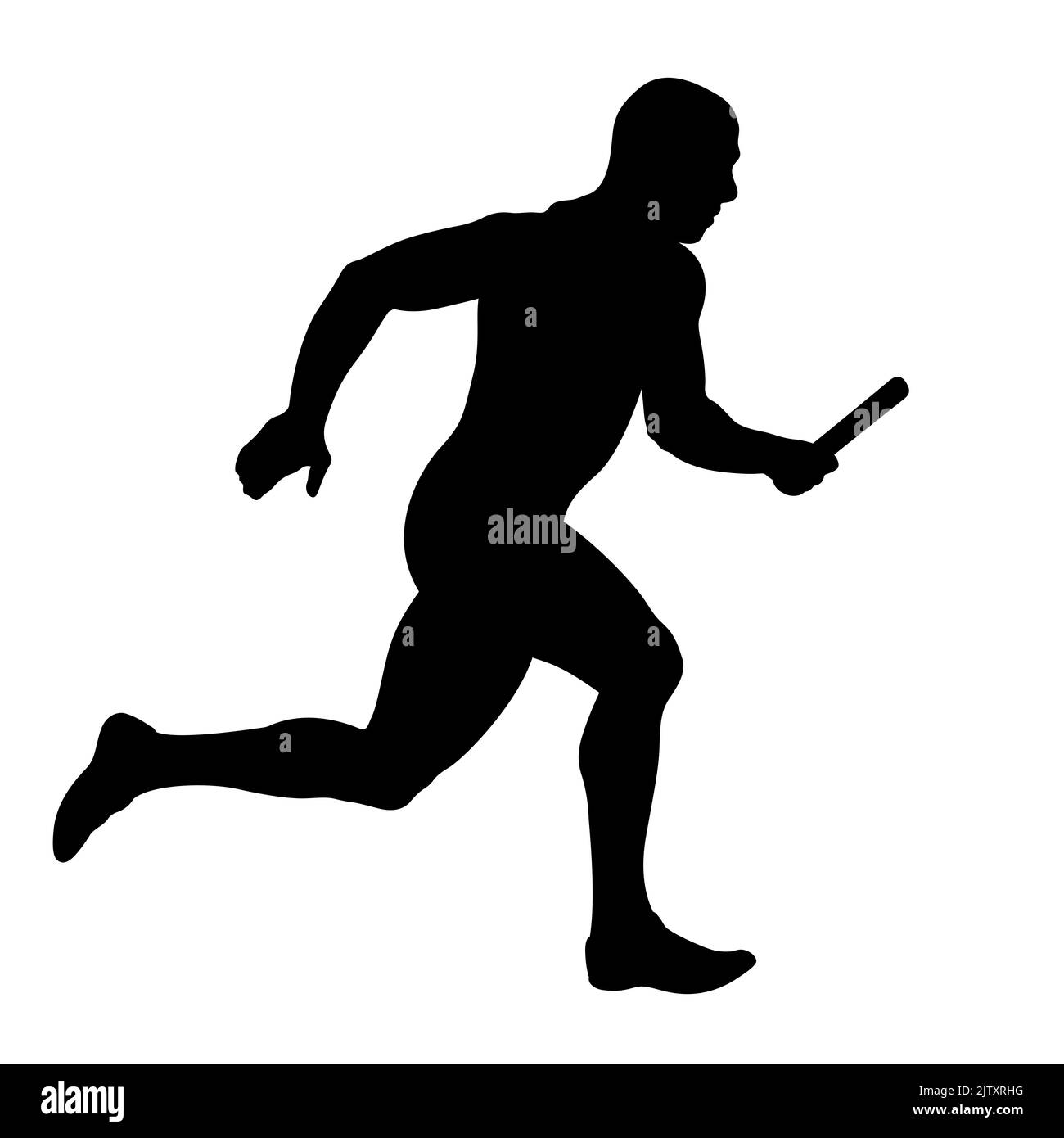 atleta runner relè corsa nera silhouette Foto Stock