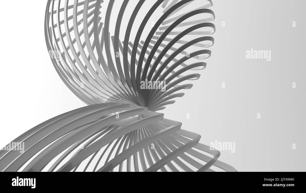 Rendering Simple-3D scena di struttura architettonica simile a una clessidra in scala di grigi Foto Stock