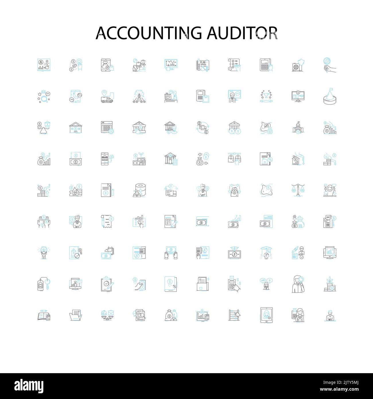 icone contabili, segni, simboli di contorno, illustrazione lineare concetto collezione di linee Illustrazione Vettoriale