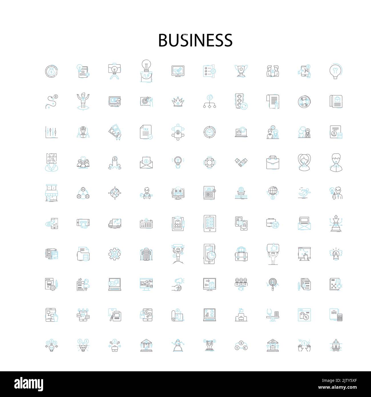 icone aziendali, insegne, simboli di contorno, linee di illustrazione lineari concettuali Illustrazione Vettoriale