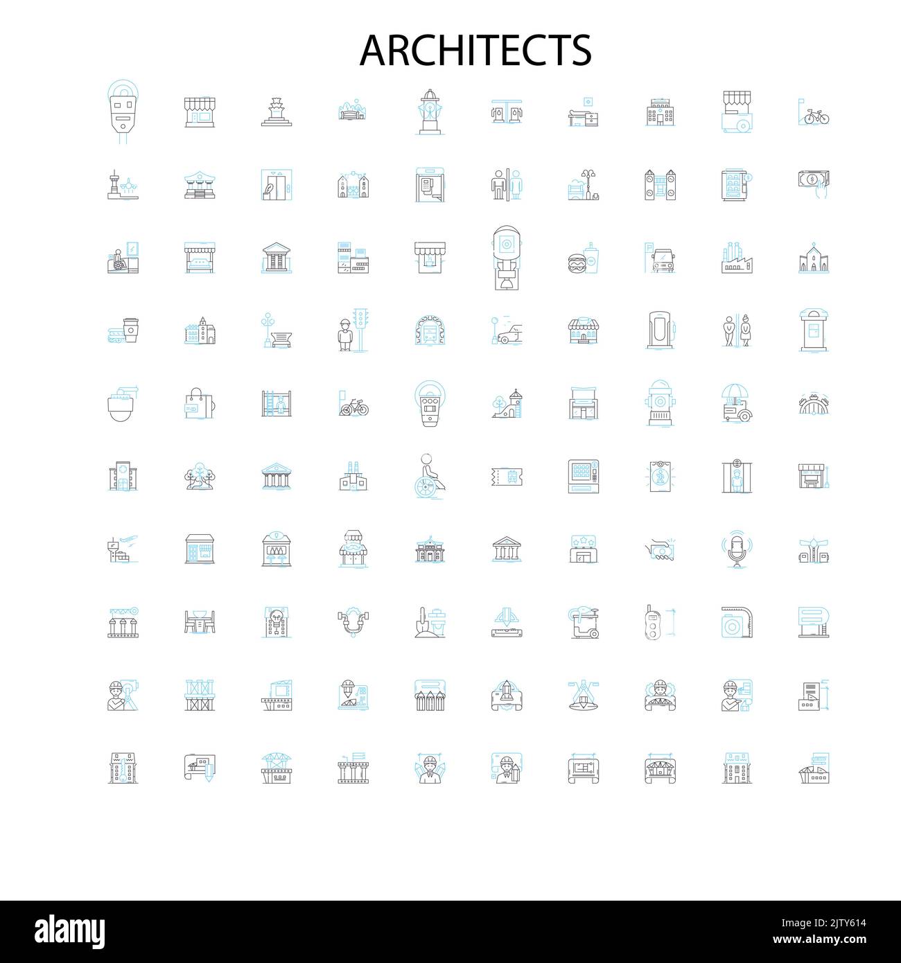 architetti icone, segni, simboli di contorno, concetto di illustrazione lineare collezione di linee Illustrazione Vettoriale