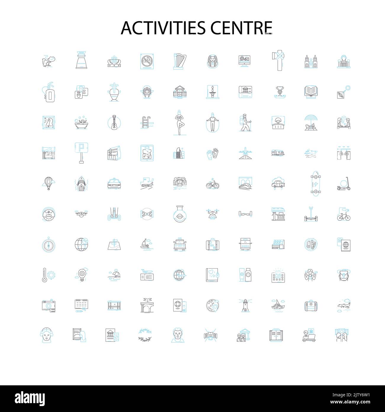 centro attività icone, segni, simboli di contorno, concetto di illustrazione lineare collezione di linee Illustrazione Vettoriale