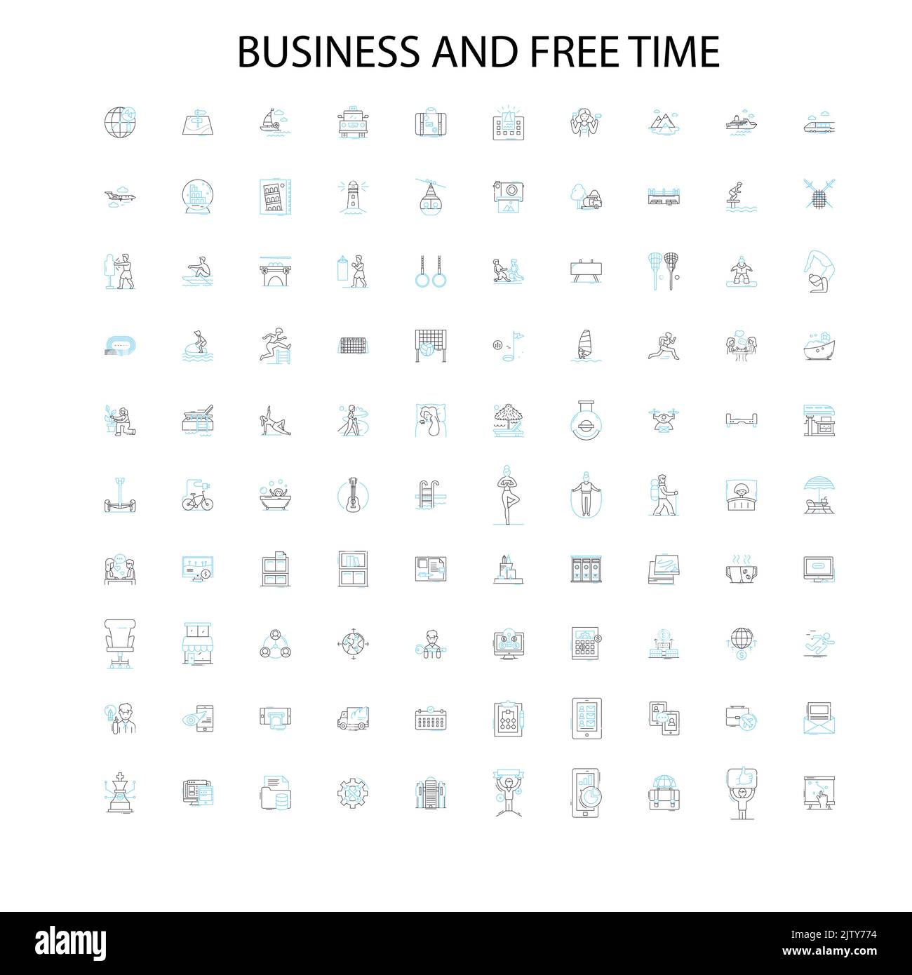 icone aziendali e del tempo libero, insegne, simboli di contorno, concept lineare illustrazione collezione di linee Illustrazione Vettoriale