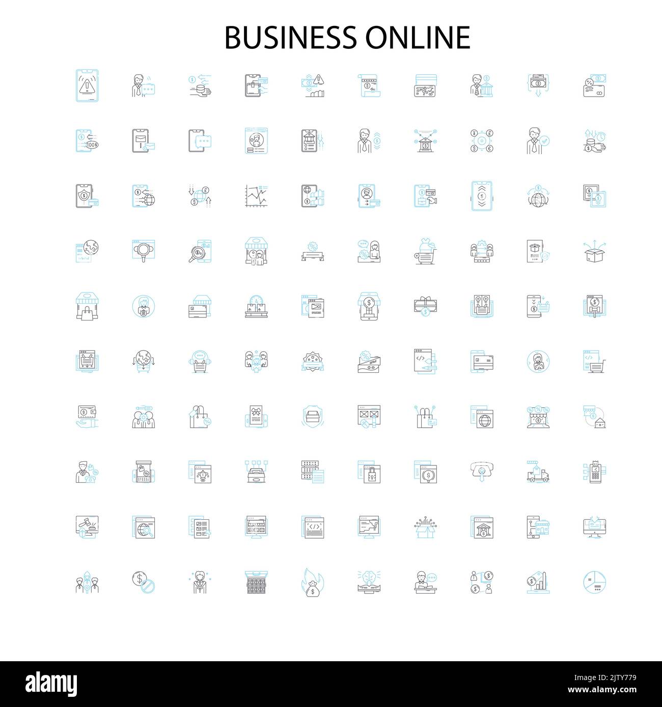 business online icone, segni, simboli di contorno, concetto lineare illustrazione linea collezione Illustrazione Vettoriale