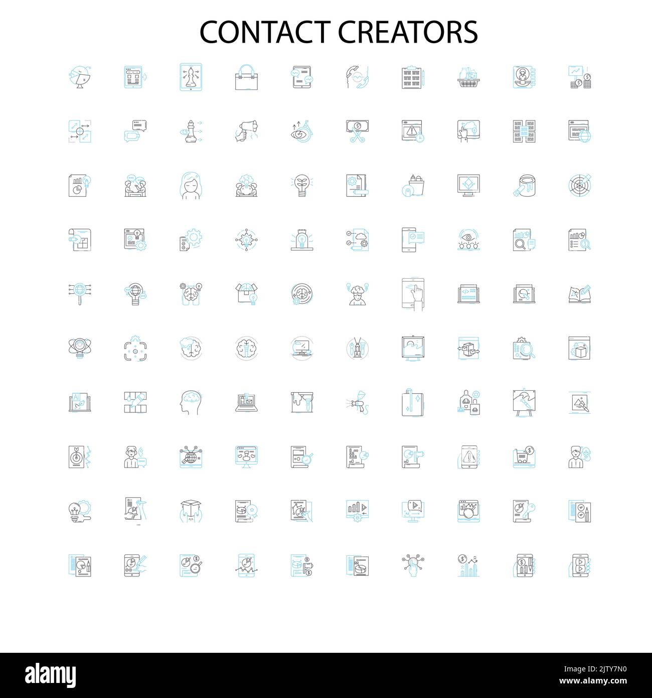 contatta i creatori icone, segni, simboli di contorno, concetto di illustrazione lineare collezione di linee Illustrazione Vettoriale