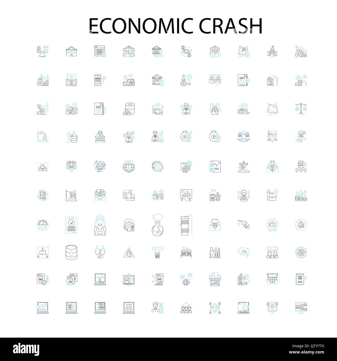 icone economiche di crash, segni, simboli di contorno, concetto di illustrazione lineare collezione di linee Illustrazione Vettoriale