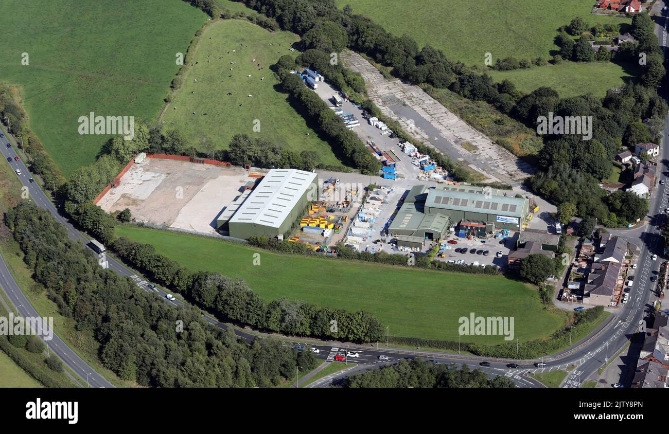 Veduta aerea dello stabilimento di Toughsheet Recycling a Chequerbent, Westhoughton, Bolton Foto Stock