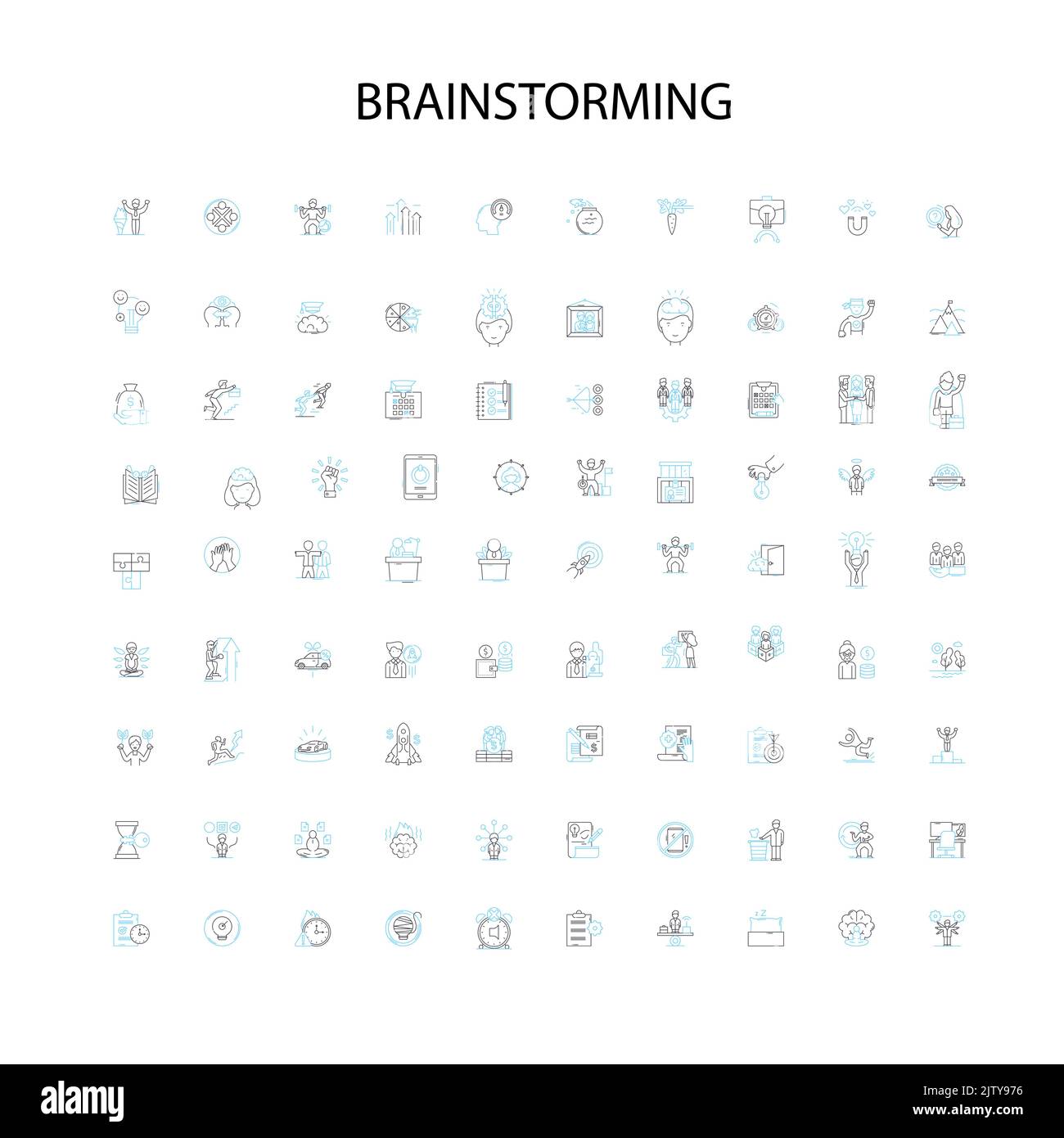 brainstorming icone, segni, simboli di contorno, concetto di illustrazione lineare collezione di linee Illustrazione Vettoriale