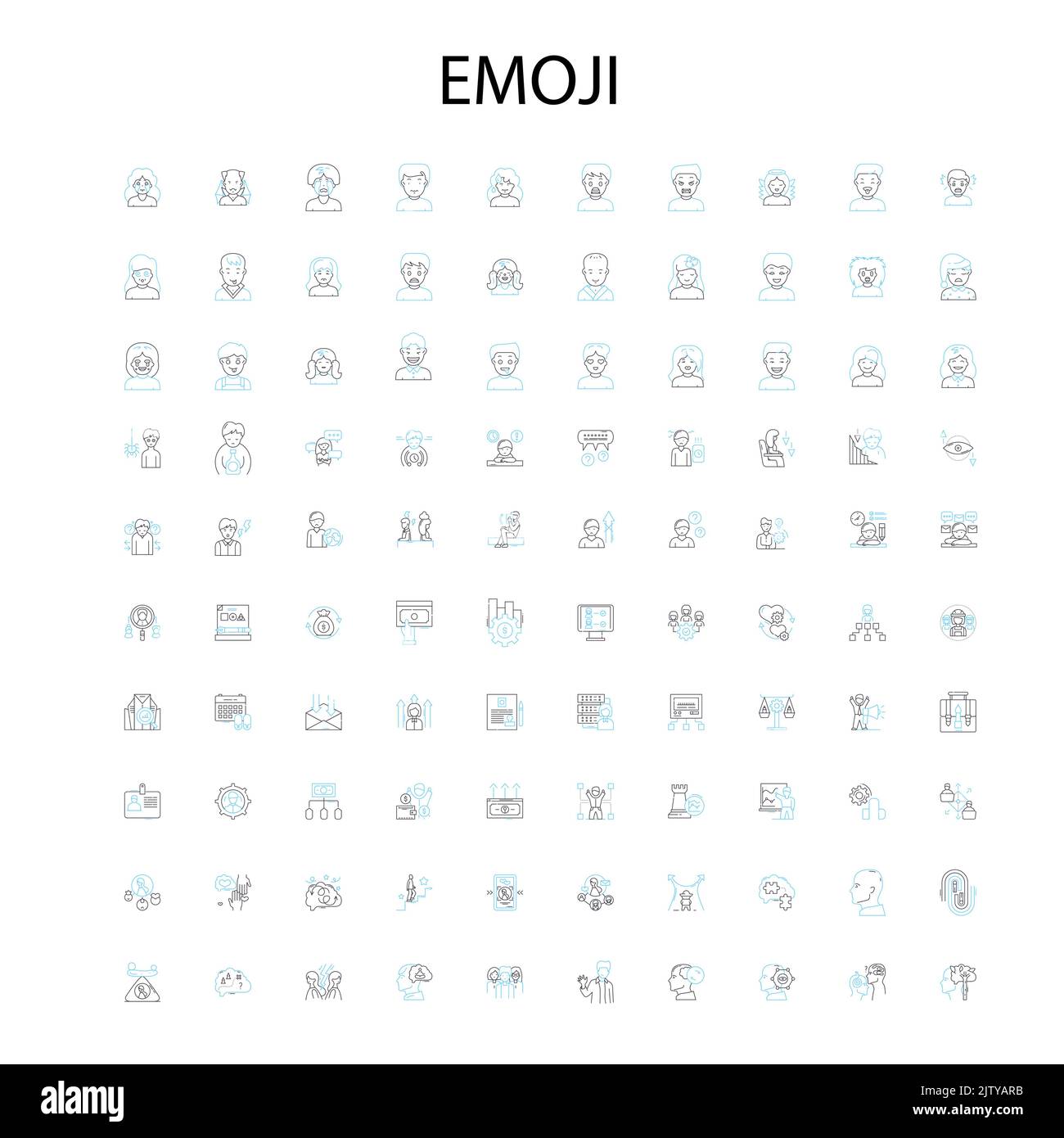 icone emoji, segni, simboli di contorno, concept lineare illustrazione collezione di linee Illustrazione Vettoriale