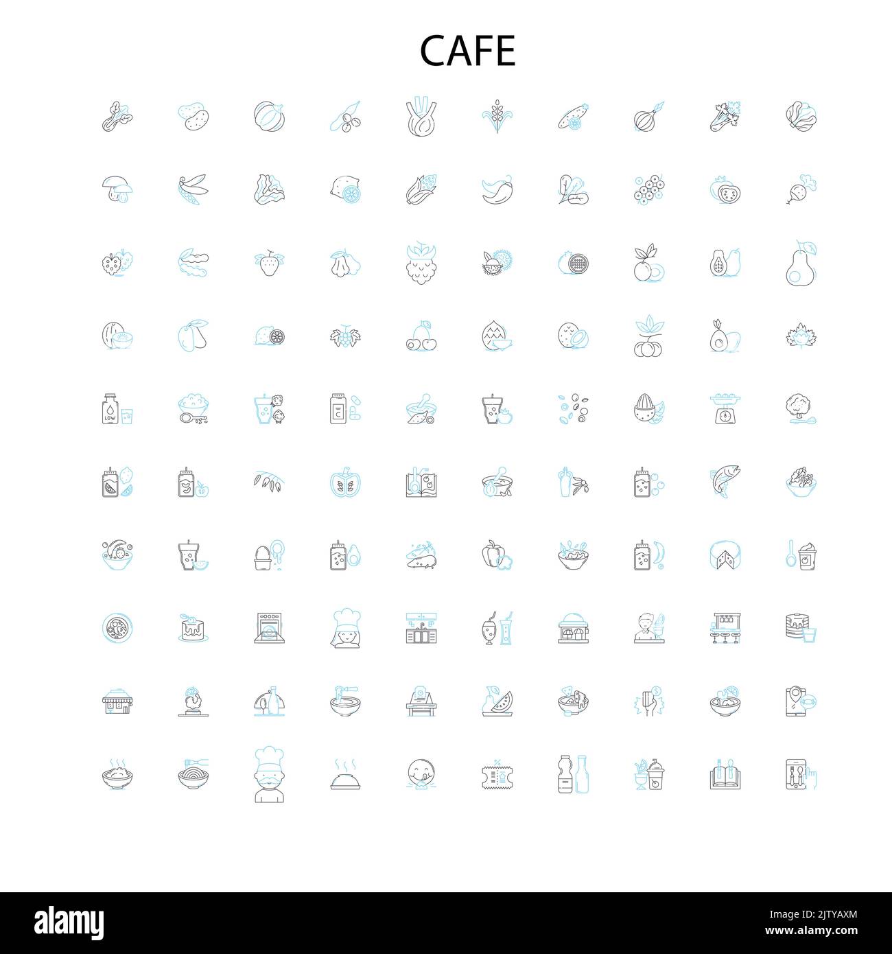 cafe icone, insegne, simboli di contorno, concetto di illustrazione lineare collezione di linee Illustrazione Vettoriale
