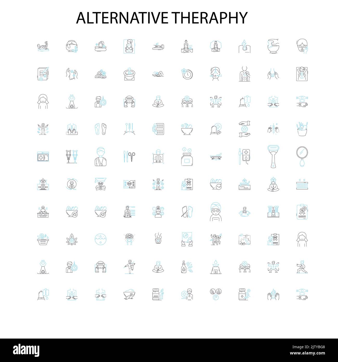 icone di terapia alternativa, segni, simboli di contorno, concetto di illustrazione lineare collezione di linee Illustrazione Vettoriale