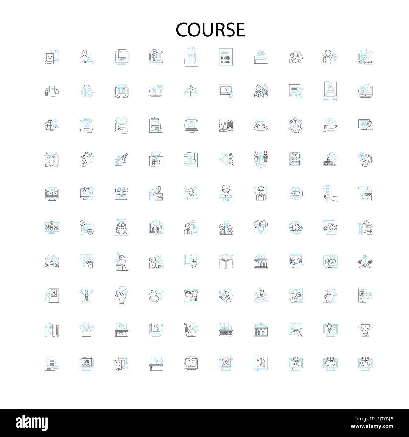 icone del corso, insegne, simboli di contorno, illustrazione lineare concettuale collezione di linee Illustrazione Vettoriale