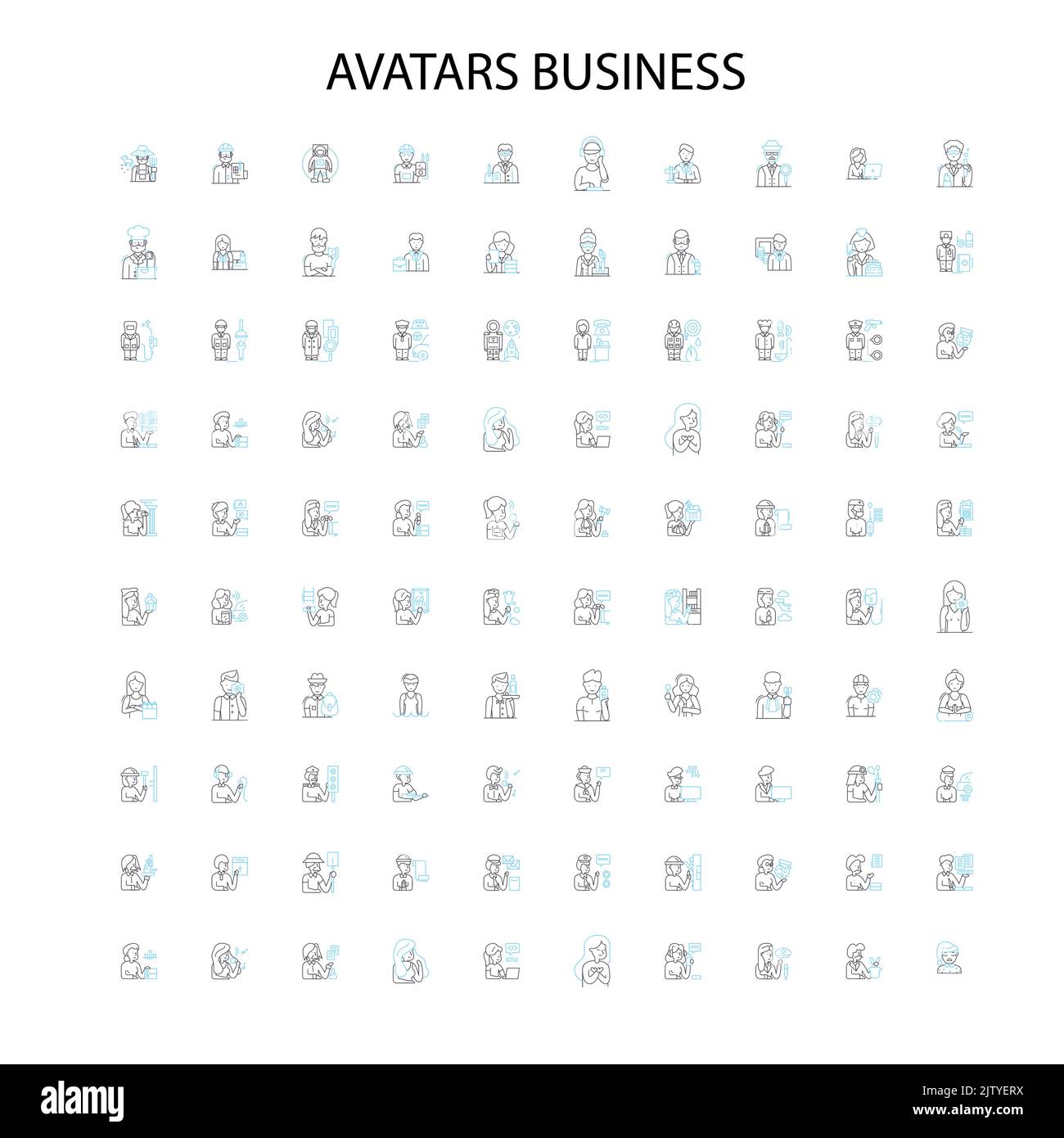 avatar business concept icone, insegne, simboli di contorno, concetto lineare illustrazione collezione di linee Illustrazione Vettoriale