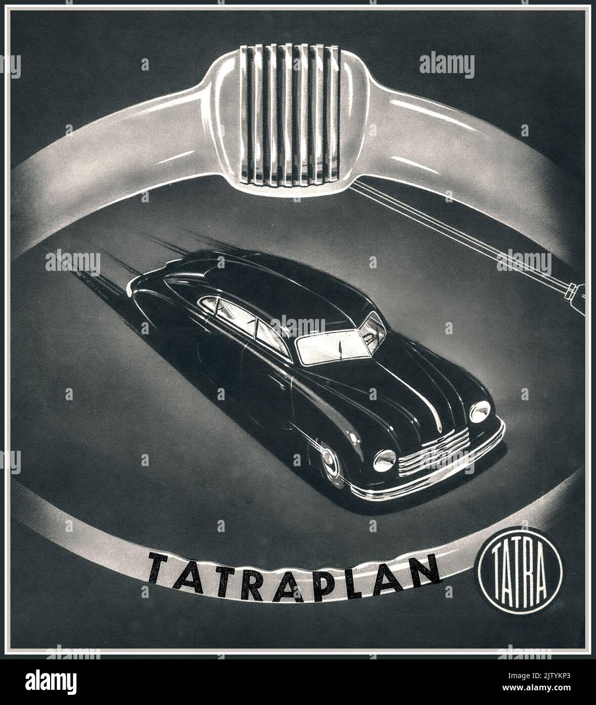 1951 T600 sport indietro Tatraplan Tatra pubblicità pagina rivista Cecoslovacchia Foto Stock