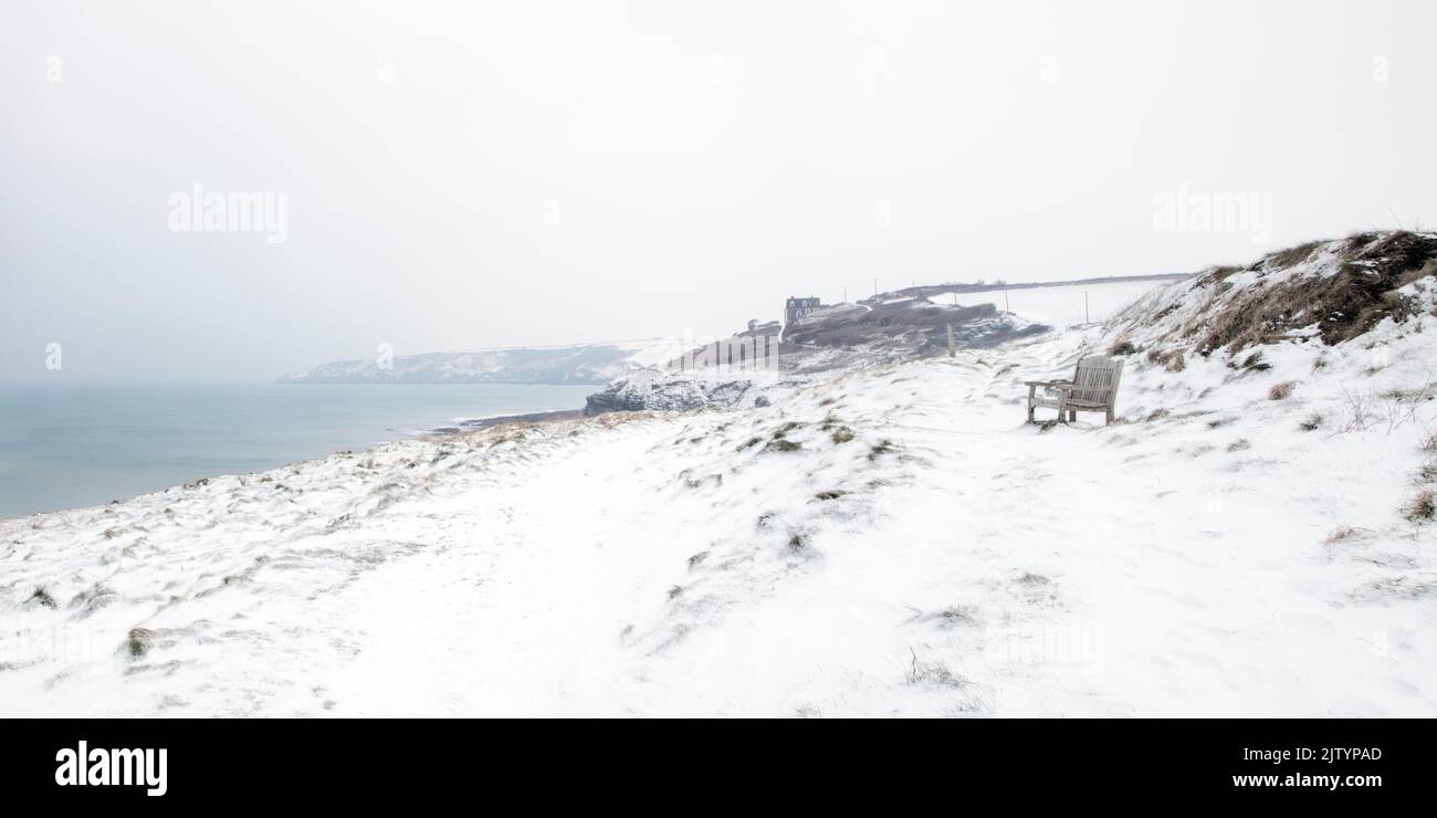 2018 Cornovaglia è stata colpita da una tempesta di neve massiccia, come uno dei fotografi unici a Porthleven ho ottenuto per catturare alcune immagini straordinarie unico. Foto Stock