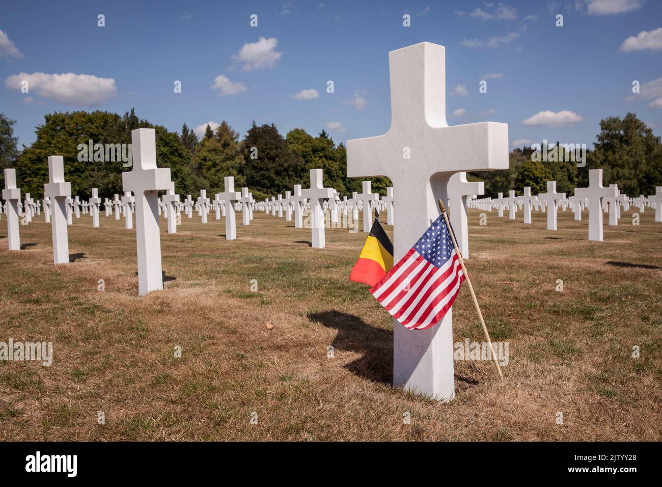 Henri-Chapelle American Cemetery and Memorial, cimitero militare degli Stati Uniti vicino a Welkenraedt, Vallonia, Belgio. 7992 soldati americani caduti riposano qui. Henr Foto Stock