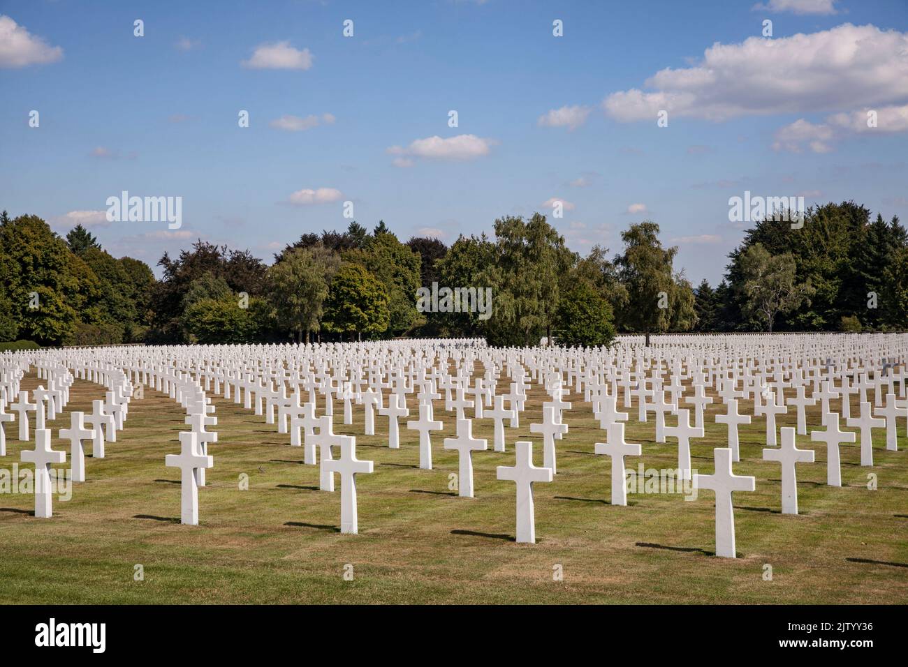 Henri-Chapelle American Cemetery and Memorial, cimitero militare degli Stati Uniti vicino a Welkenraedt, Vallonia, Belgio. 7992 soldati americani caduti riposano qui. Henr Foto Stock