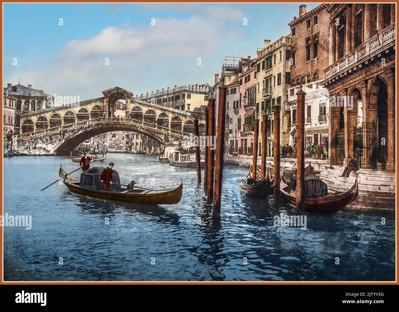 Firma indecifrata Venezia, Ponte di Rialto china nera su cartoncino cm  50x70, IL PONTE