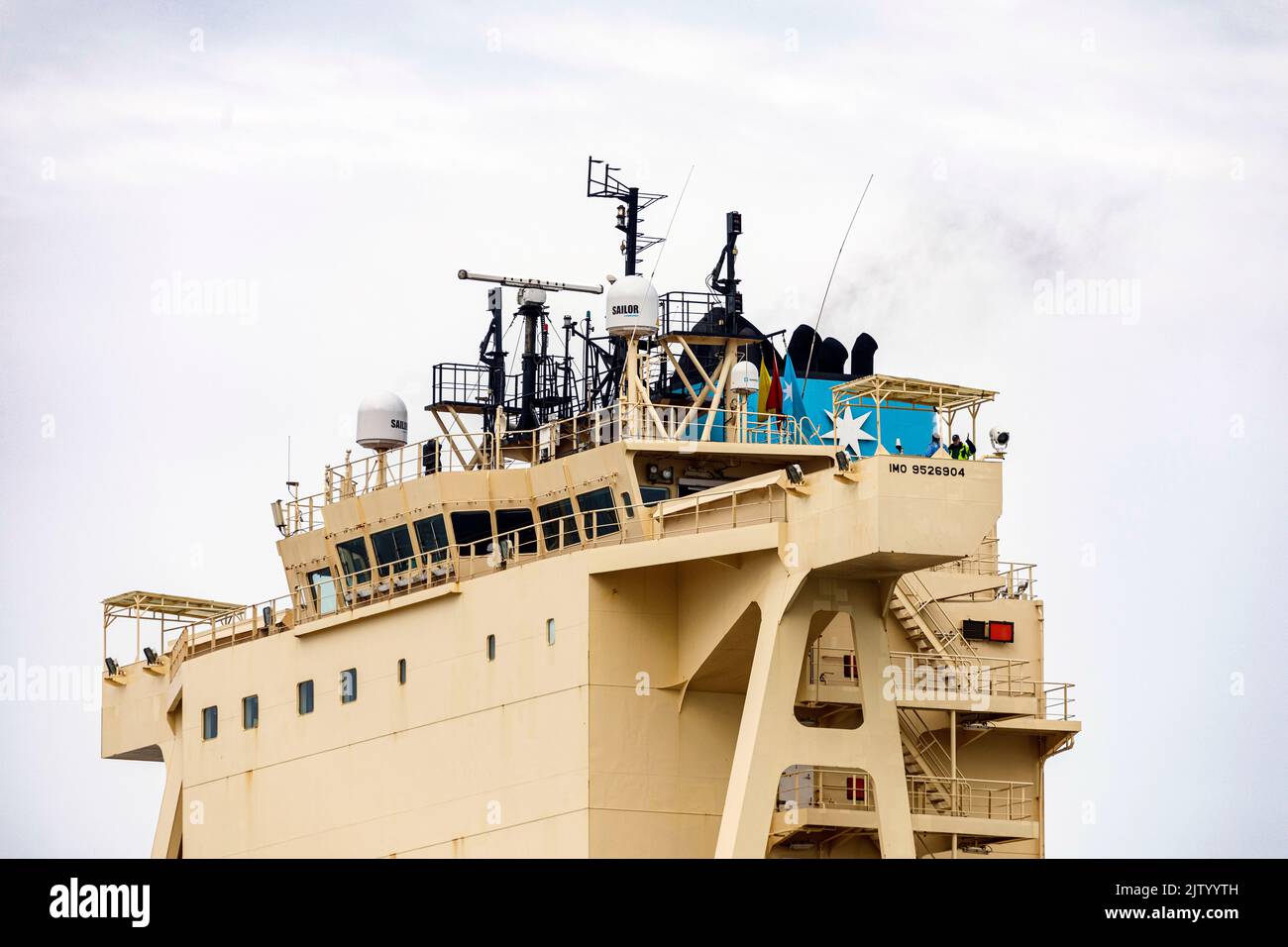 Ponte di navigazione della nave container Maersk Luz Foto Stock
