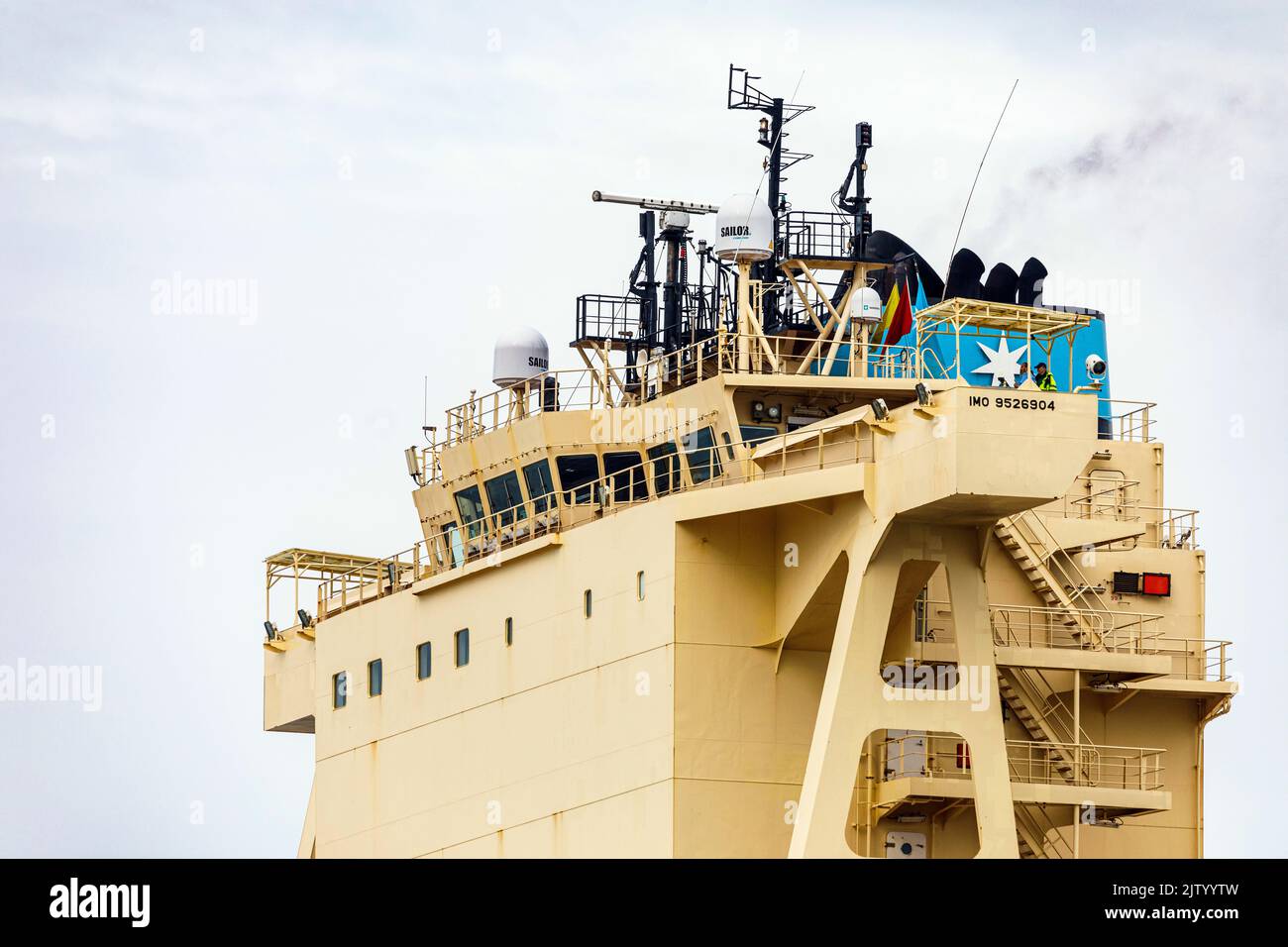 Ponte di navigazione della nave container Maersk Luz Foto Stock