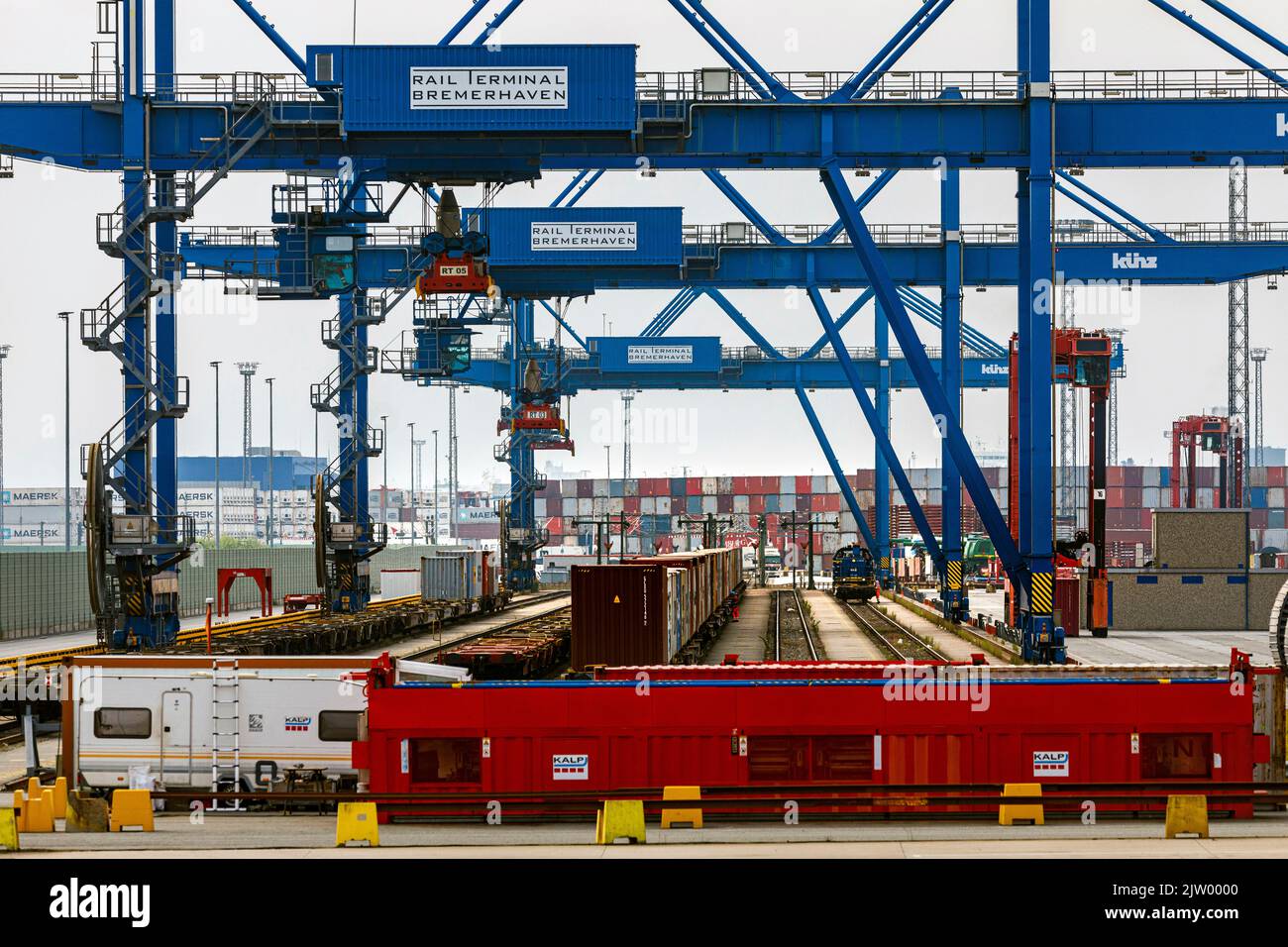 Terminal ferroviario Bremerhaven (RTB) in Containerterminal IV Foto Stock