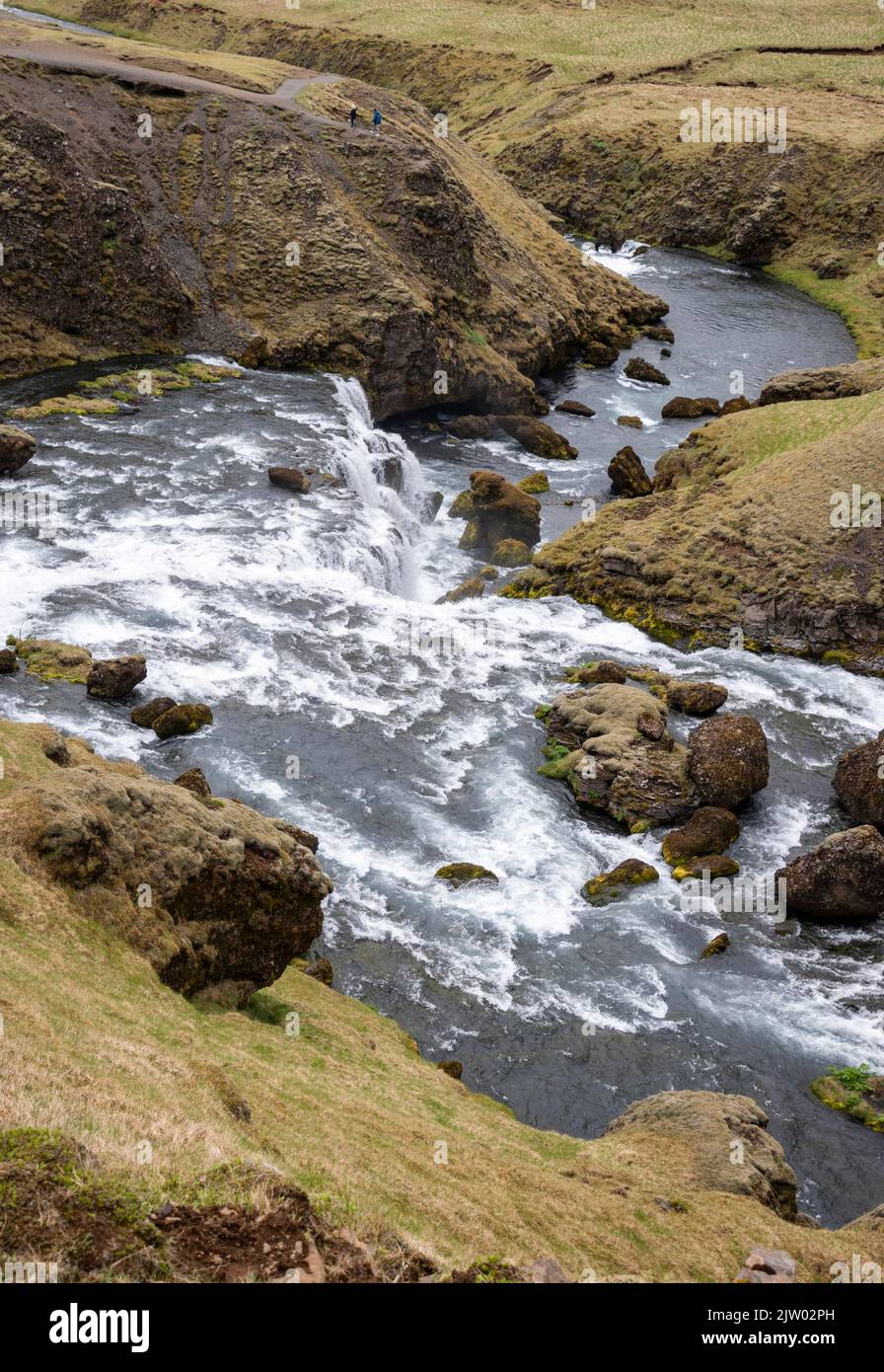 Cascate sul fiume Skóga, regione meridionale dell'Islanda. Foto Stock