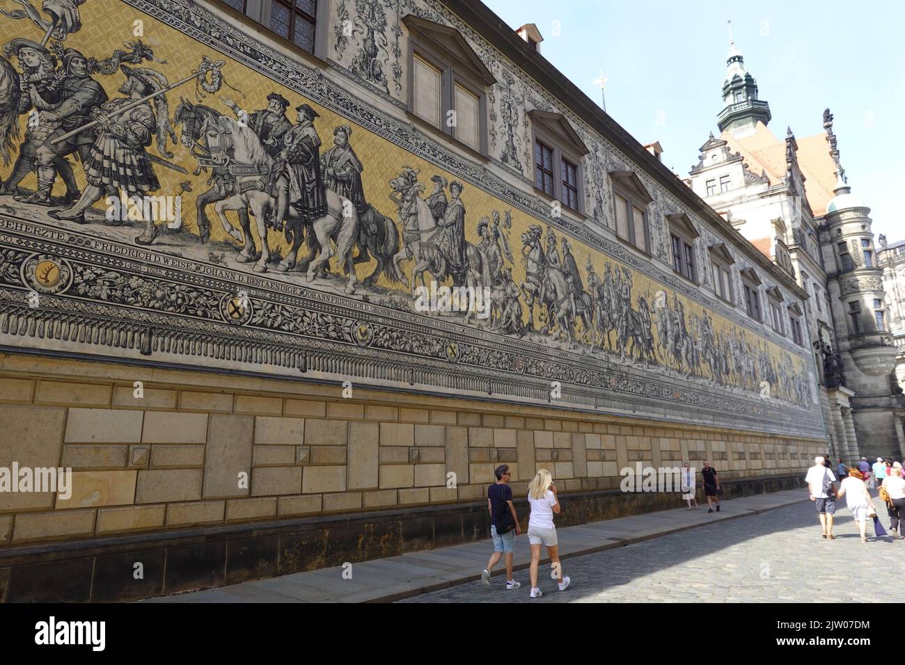 Stallof murale lungo 101 metri e Processione dei principi, Dresda, Germania Foto Stock