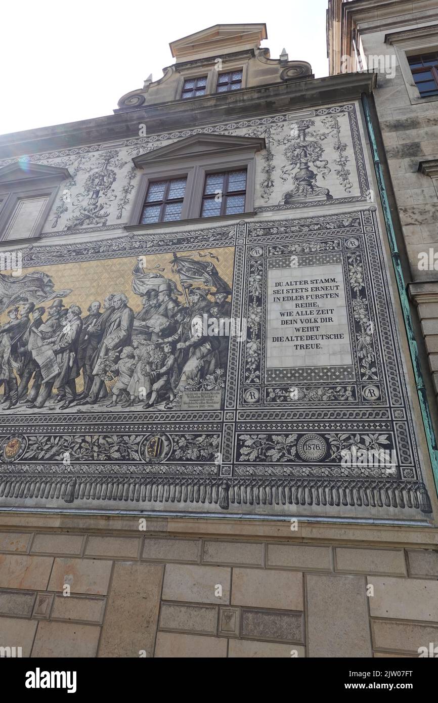 Stallof murale lungo 101 metri e Processione dei principi, Dresda, Germania Foto Stock