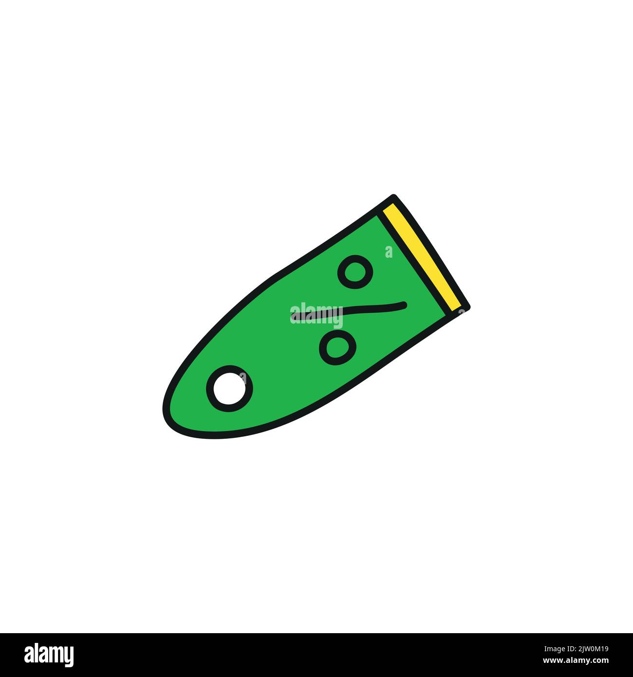 Buono sconto Doodle colorato isolato su sfondo bianco. Illustrazione Vettoriale