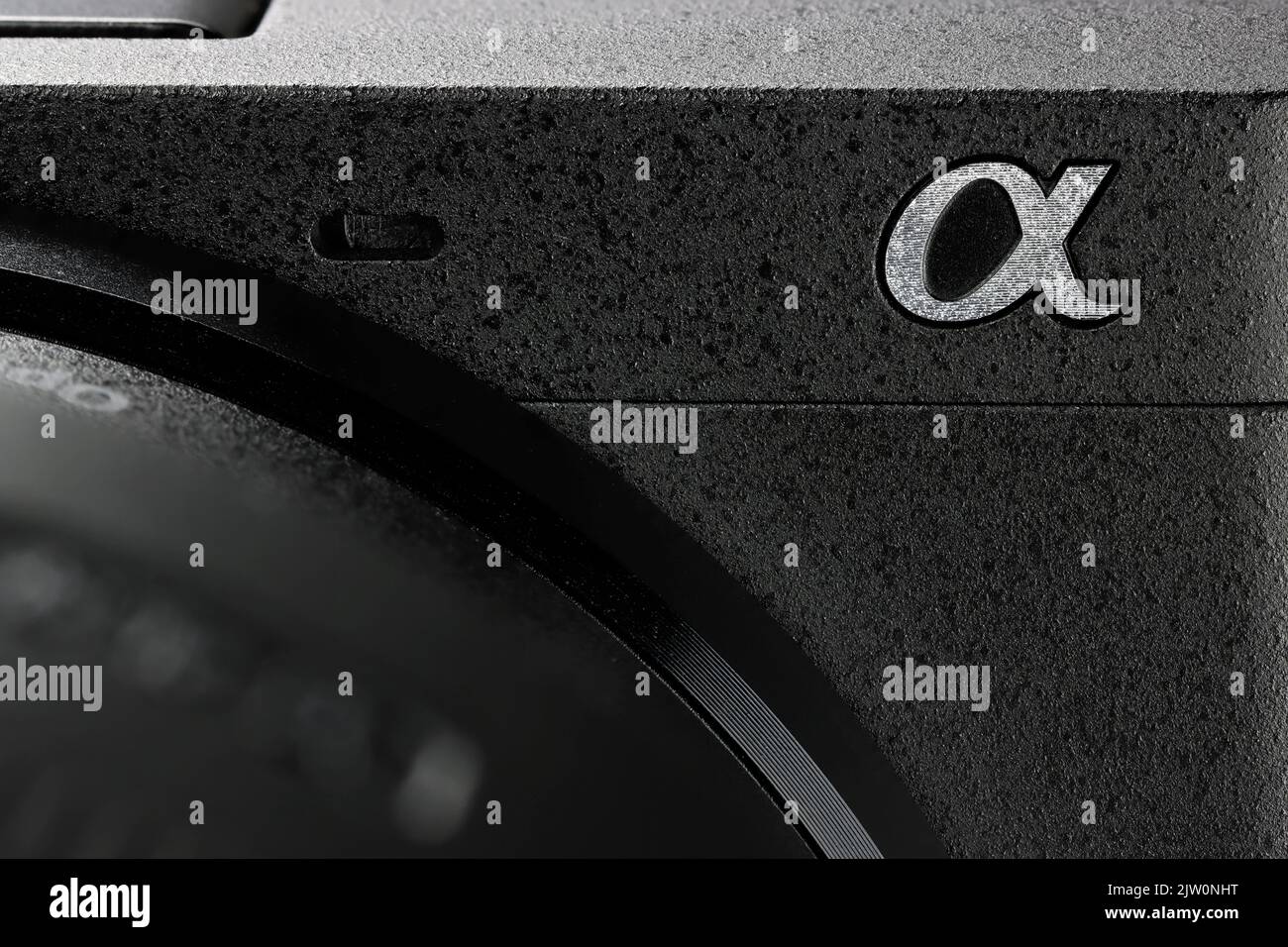 Branding Alpha sulla fotocamera Sony Alpha 6400 Foto Stock