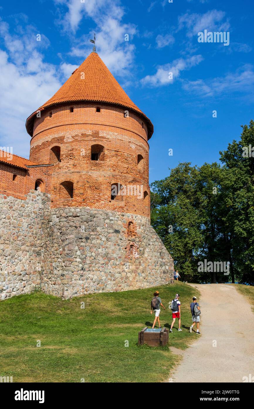 Trakai Isola Castello sul Lago di Galve, Trakai vicino Vilnius, Lituania, i Baltici, Europa Foto Stock