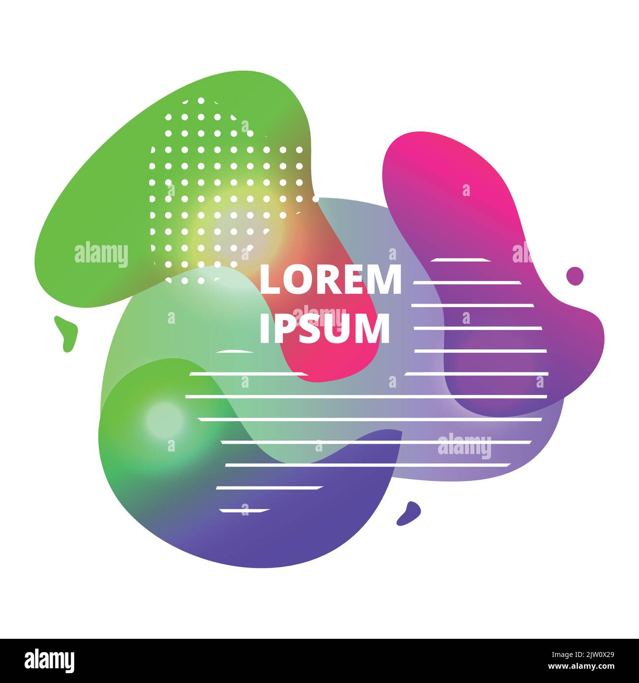 Forme colorate di gradiente liquido dinamico isolato su sfondo bianco. Illustrazione Vettoriale