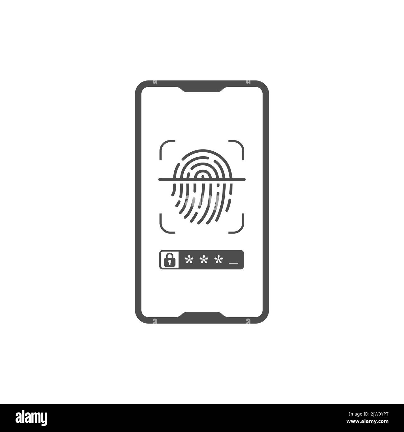 Controllo biometrico. Icona di accesso tramite impronta digitale. Illustrazione vettoriale per siti web, applicazioni e idee creative. Stile piatto. Illustrazione Vettoriale