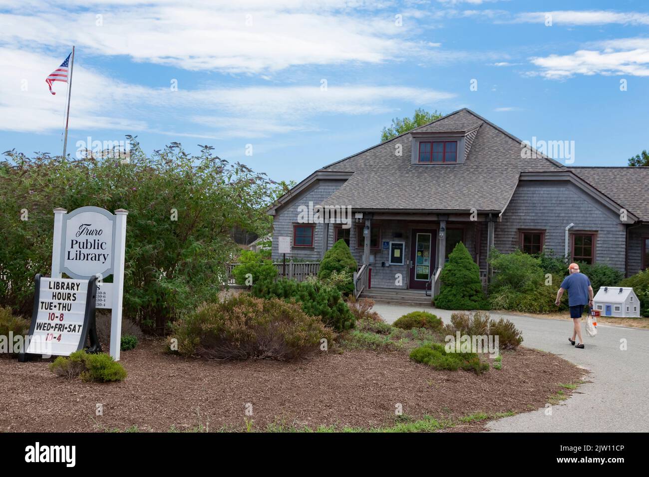 Biblioteca pubblica di Truro, fondata nel 1894, nella piccola città di Truro, Barnstable County, Cape Cod, Massachusetts. Foto Stock