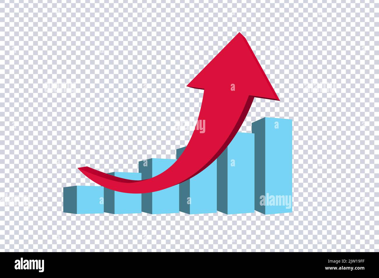 Frecce rosse curve astratte. Grafici concettuali creativi dei movimenti di mercato, infografiche.freccia rossa della curva di tendenza su trasparente. Scambio di notizie di azioni impulso Illustrazione Vettoriale