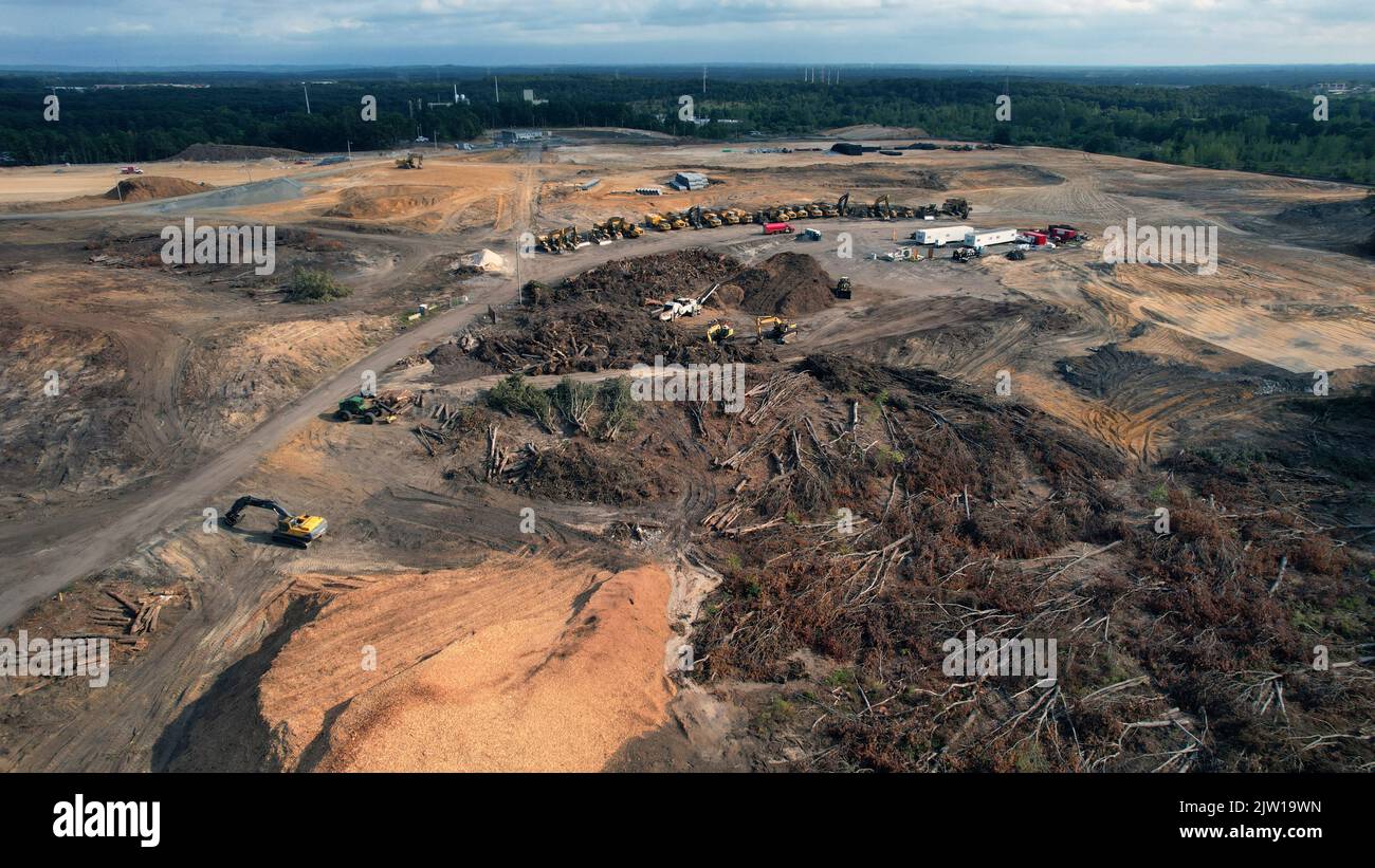 Vista aerea di un grande cantiere Foto Stock